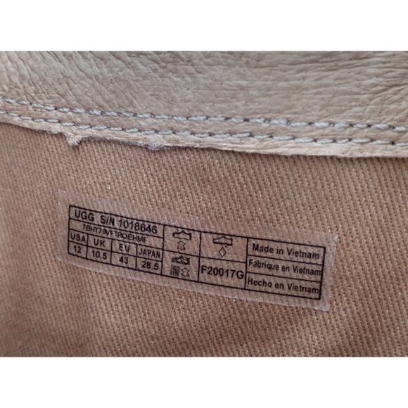 Rare UGG Womens Oriana Size 12 Tan Leather Lace-Up Zip Ankle Boots Stacked Heel - Picture 6 of 16